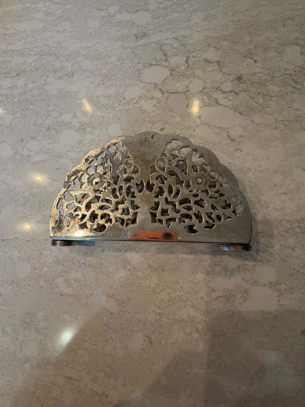 Vintage Silver Plated Filigree Napkin Holder